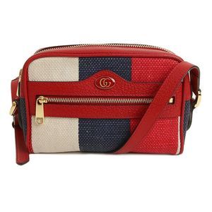 Gucci Sylvie Baia Della Stripe Ophidia Canvas Calfskin Leather Tricolor Red